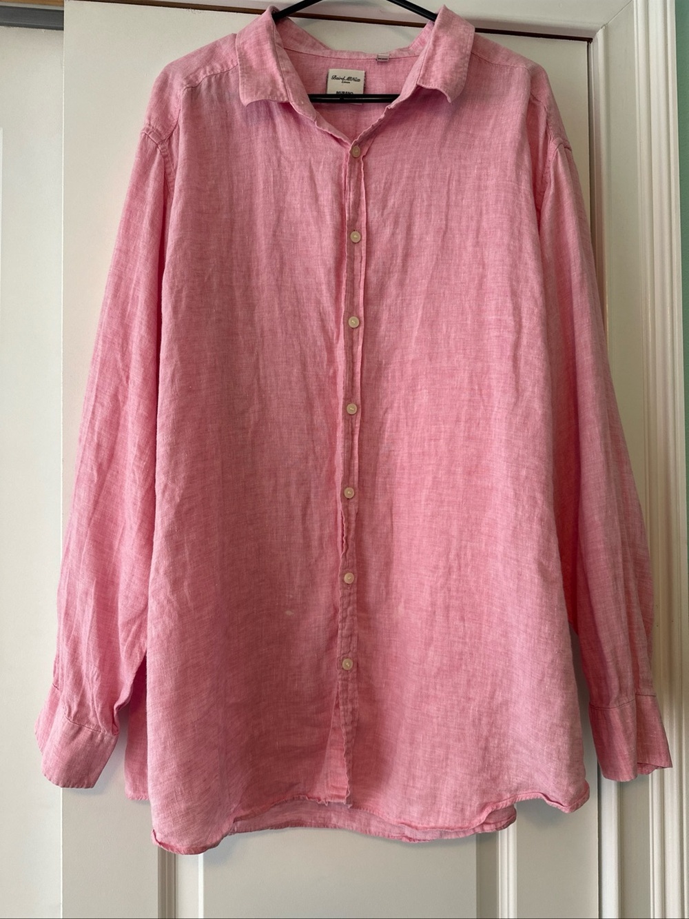 Murano Baird McNutt Linen Shirt Mens 3XB Pink Irish Linen Button Up Summer Beach